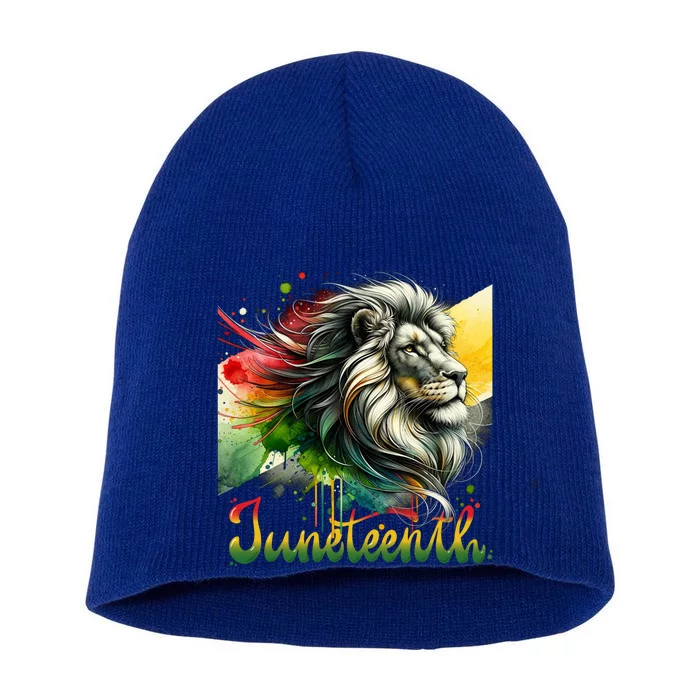 Junenth Black King Black Freedom Lion Face Gift Short Acrylic Beanie