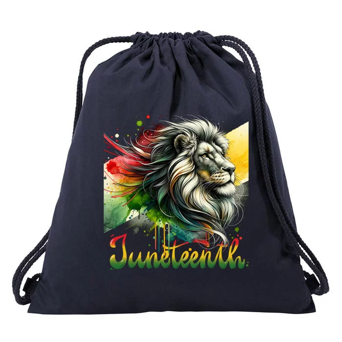 Junenth Black King Black Freedom Lion Face Gift Drawstring Bag