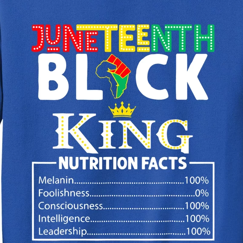 Junenth Black King Nutrition Facts Melanin African Cool Gift Tall Sweatshirt