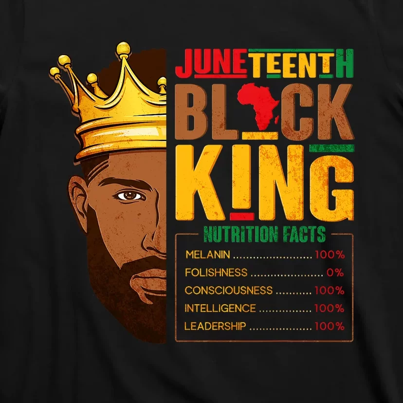 Juneteenth Black King Nutritional Facts Pride African T-Shirt