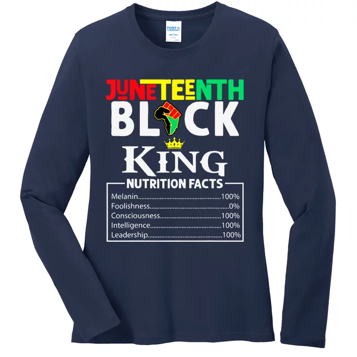 Juneteenth Black King Nutritional Facts Freedom Day Ladies Long Sleeve Shirt