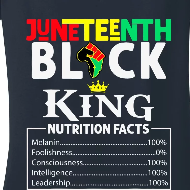 Juneteenth Black King Nutritional Facts Freedom Day Women's V-Neck T-Shirt