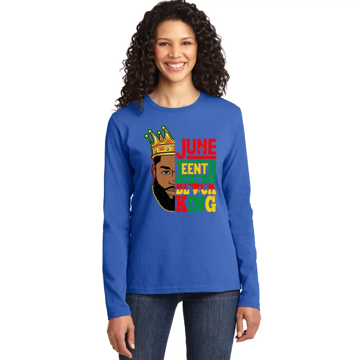 Juneteenth Black King Freedom Fist Celebrating 1865 Gift Ladies Long Sleeve Shirt