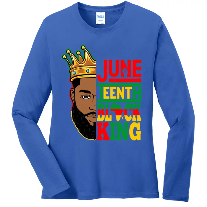 Juneteenth Black King Freedom Fist Celebrating 1865 Gift Ladies Long Sleeve Shirt