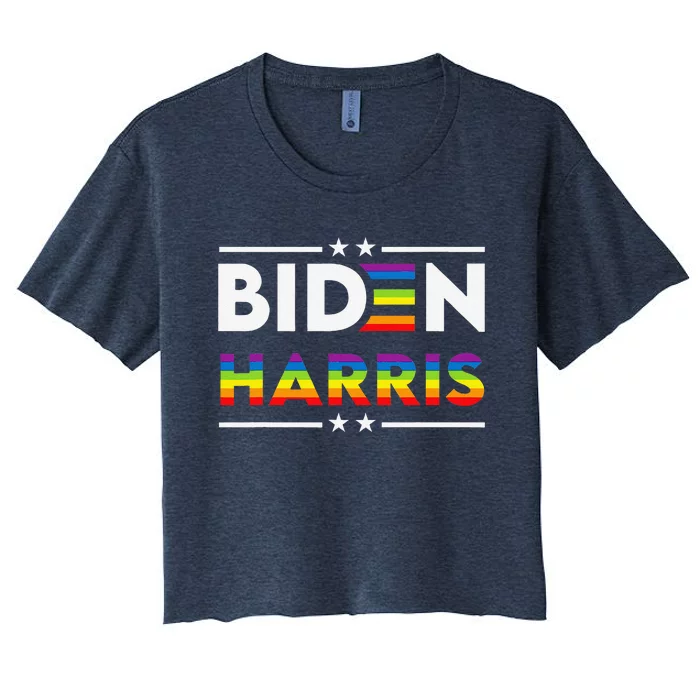 Joe Biden Kamala Harris 2020 Rainbow Gay Pride Lgbt Election Women's Crop Top Tee