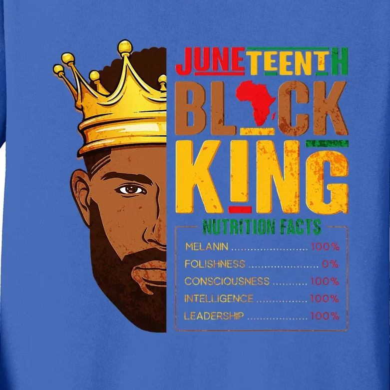 Juneteenth Black King Nutritional Facts Pride African Kids Long Sleeve Shirt