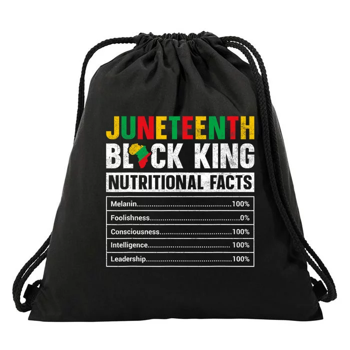 Juneteenth Black King Nutritional Facts Melanin Father Drawstring Bag