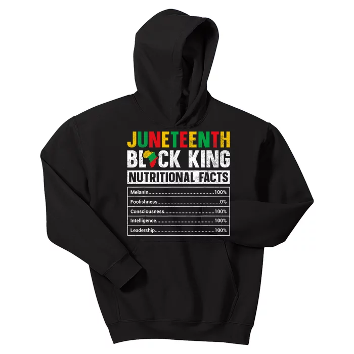 Juneteenth Black King Nutritional Facts Melanin Father Kids Hoodie