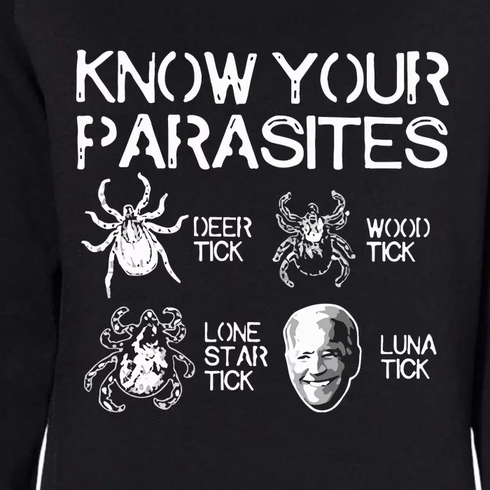 Joe Biden Know Your Parasites Deer Tick Wood Tick Lone Star Tick Luna Tick Womens California Wash Sweatshirt