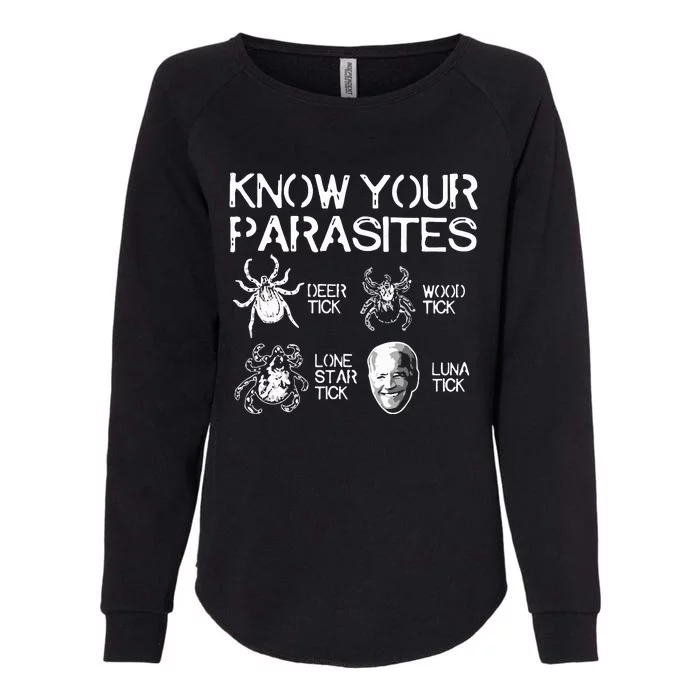 Joe Biden Know Your Parasites Deer Tick Wood Tick Lone Star Tick Luna Tick Womens California Wash Sweatshirt