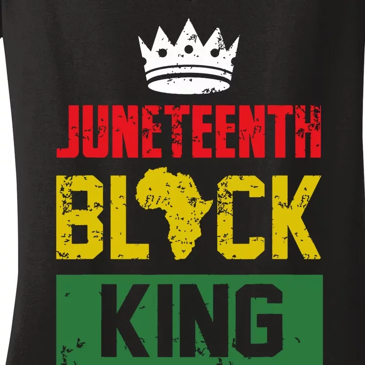 Juneteenth Black King Nutritional Facts Boy Juneteenth Women's V-Neck T-Shirt