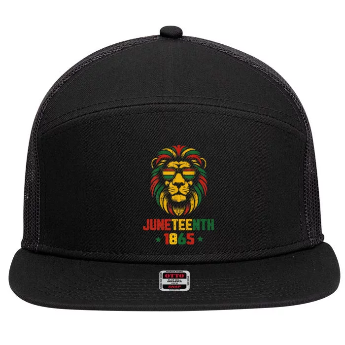 Juneteenth Black Lion 1865 King African American 7 Panel Mesh Trucker Snapback Hat