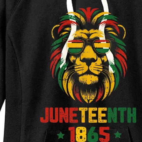 Juneteenth Black Lion 1865 King African American Women's Fleece Hoodie