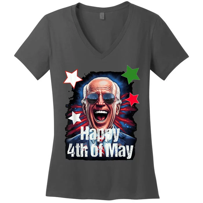 Joe Biden Merry 4th Of May Funny 4th Fourth Of July Women's V-Neck T-Shirt