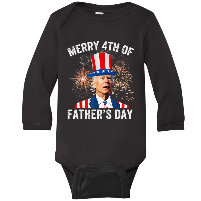 Joe Biden Merry 4th Of Fathers Day Funny 4th Of July Baby Long Sleeve Bodysuit