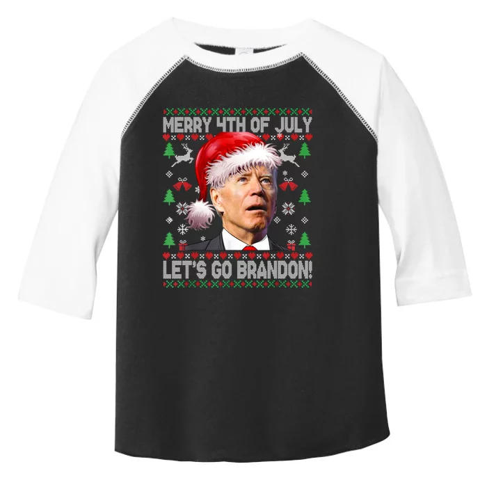 Joe Biden Merry 4th Of July Let's Go Branson Brandon Ugly Christmas Sweater Toddler Fine Jersey T-Shirt