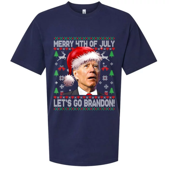 Joe Biden Merry 4th Of July Let's Go Branson Brandon Ugly Christmas Sweater Sueded Cloud Jersey T-Shirt