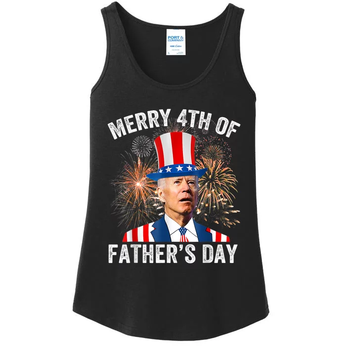 Joe Biden Merry 4th Of Father's Day Funny 4th Of July Ladies Essential Tank