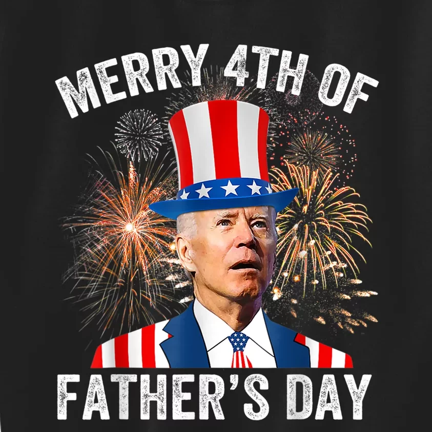 Joe Biden Merry 4th Of Father's Day Funny 4th Of July Kids Sweatshirt