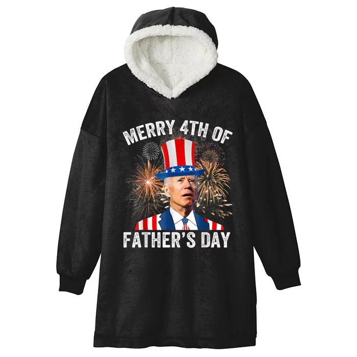 Joe Biden Merry 4th Of Fathers Day Funny 4th Of July Hooded Wearable Blanket