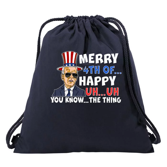 Joe Biden Merry 4th Of Happy Uh You Know The Thing Drawstring Bag