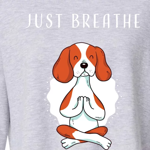 Just Breathe Meditation Buddha Lotus Flower Yoga Great Gift Cropped Pullover Crew