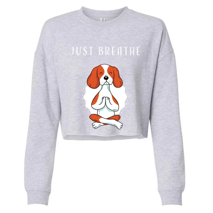 Just Breathe Meditation Buddha Lotus Flower Yoga Great Gift Cropped Pullover Crew