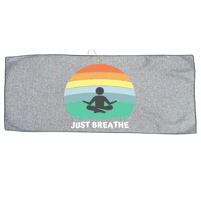 Just Breathe Meditation Peaceful Sitting Rainbow Funny Gift Large Microfiber Waffle Golf Towel