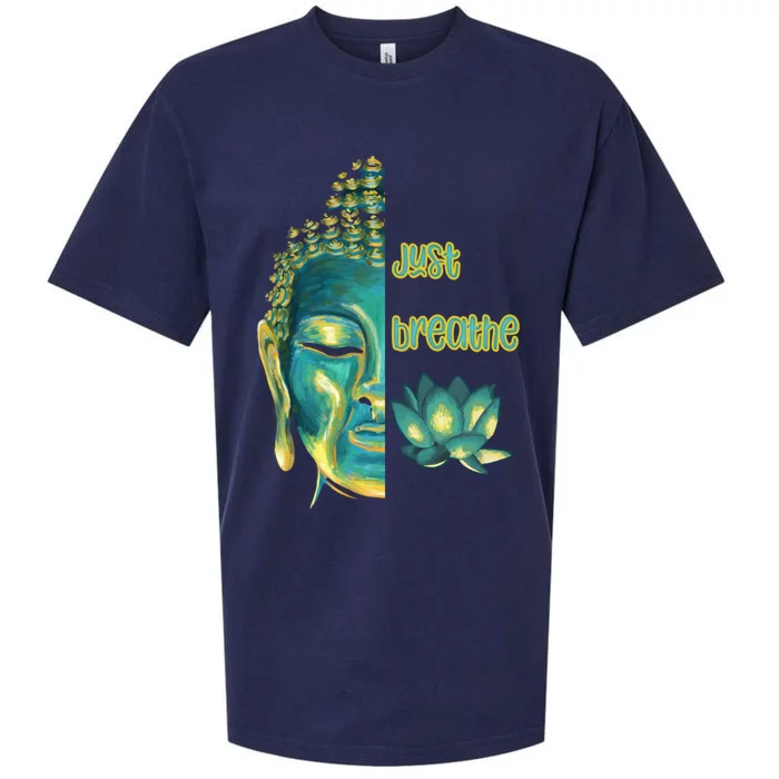 Just Breathe Mindfulness Meditation Buddha Live Now Gift Sueded Cloud Jersey T-Shirt