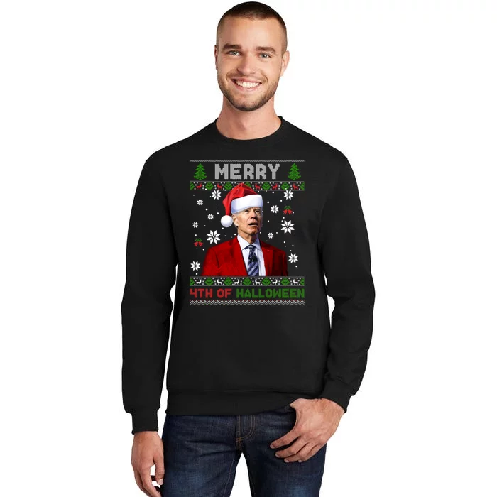 Joe Biden Merry 4th Of Halloween Funny FJB Anti Biden Ugly Christmas Sweater Sweatshirt