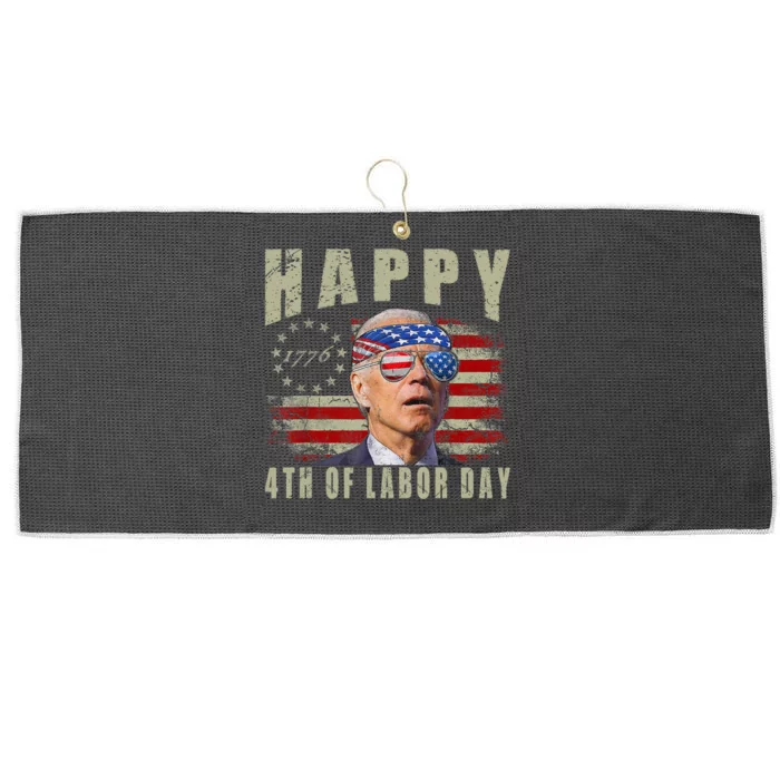 Joe Biden Merry Happy 4th Of Labor Day Funny 4th Of July Large Microfiber Waffle Golf Towel