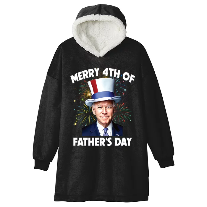 Joe Biden Merry 4th Of Fathers Day Funny 4th Of July Hooded Wearable Blanket