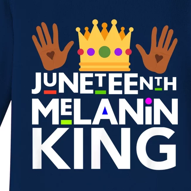 Juneteenth Black Melanin King Dad Grandad Freedom Gift Baby Long Sleeve Bodysuit