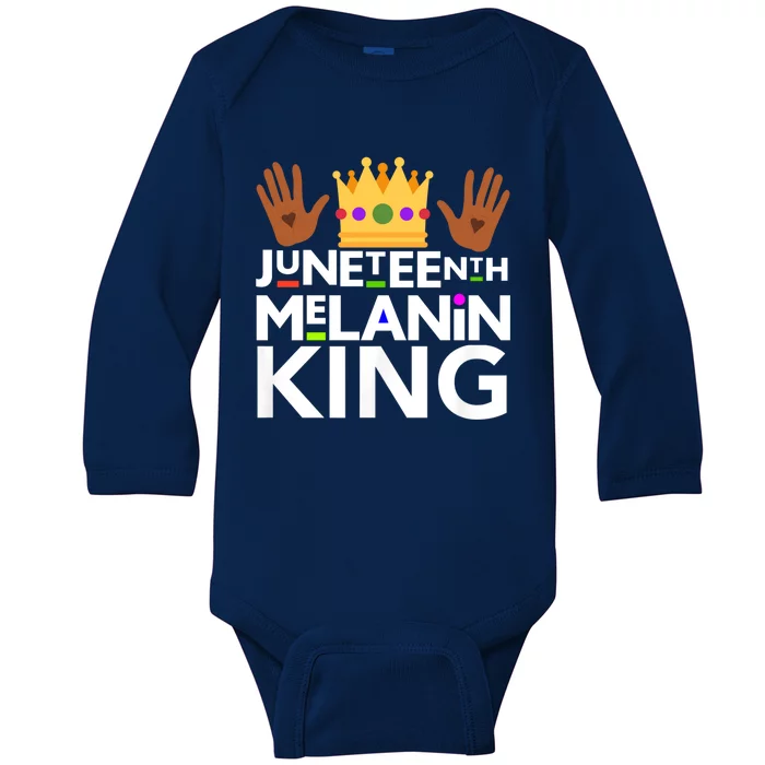 Juneteenth Black Melanin King Dad Grandad Freedom Gift Baby Long Sleeve Bodysuit