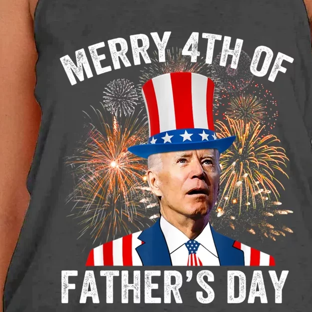 Joe Biden Merry 4th Of Fathers Day Funny 4th Of July Women's Knotted Racerback Tank