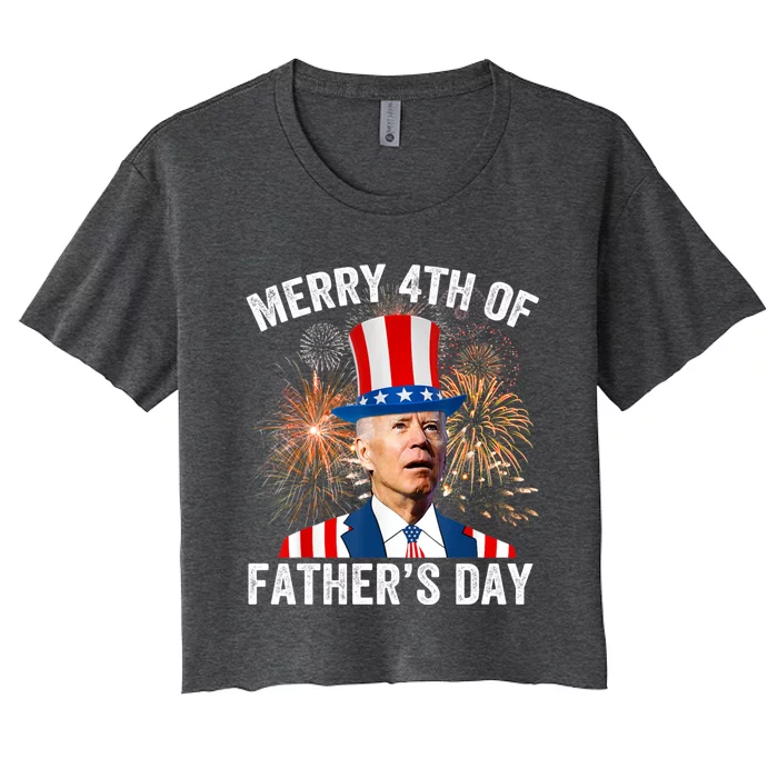 Joe Biden Merry 4th Of Fathers Day Funny 4th Of July Women's Crop Top Tee