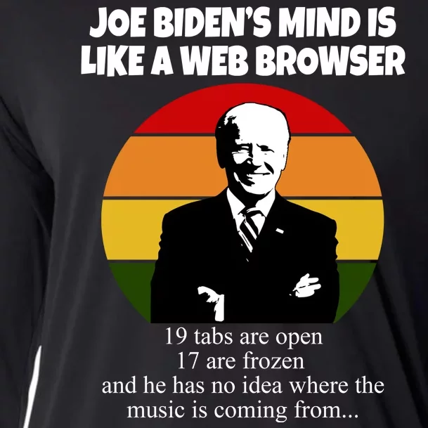 Joe Biden's Mind Is Like A Web Browser Cooling Performance Long Sleeve Crew