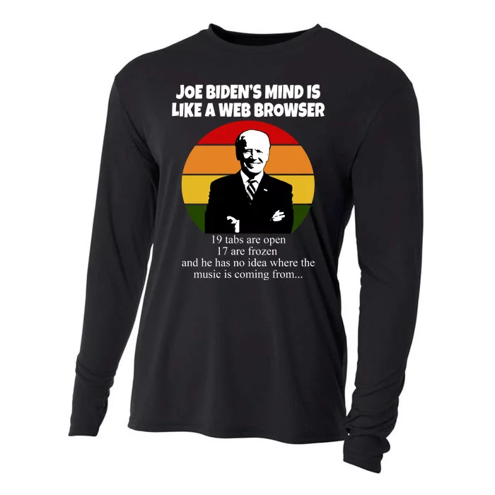 Joe Biden's Mind Is Like A Web Browser Cooling Performance Long Sleeve Crew