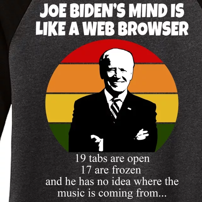 Joe Biden's Mind Is Like A Web Browser Women's Tri-Blend 3/4-Sleeve Raglan Shirt