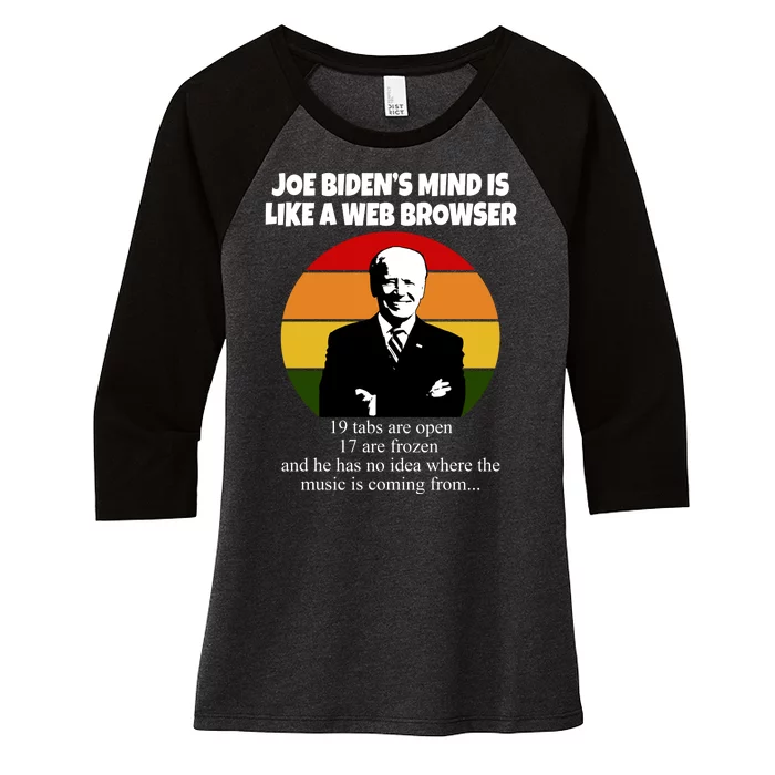 Joe Biden's Mind Is Like A Web Browser Women's Tri-Blend 3/4-Sleeve Raglan Shirt