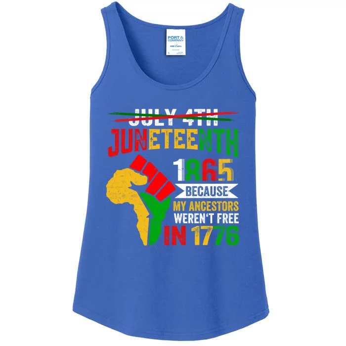 Juneteenth Because My Ancestors Black Fist Map Of Africa Gift Ladies Essential Tank