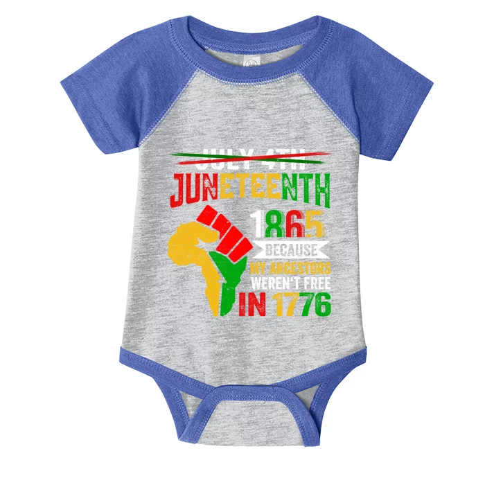 Juneteenth Because My Ancestors Black Fist Map Of Africa Gift Infant Baby Jersey Bodysuit