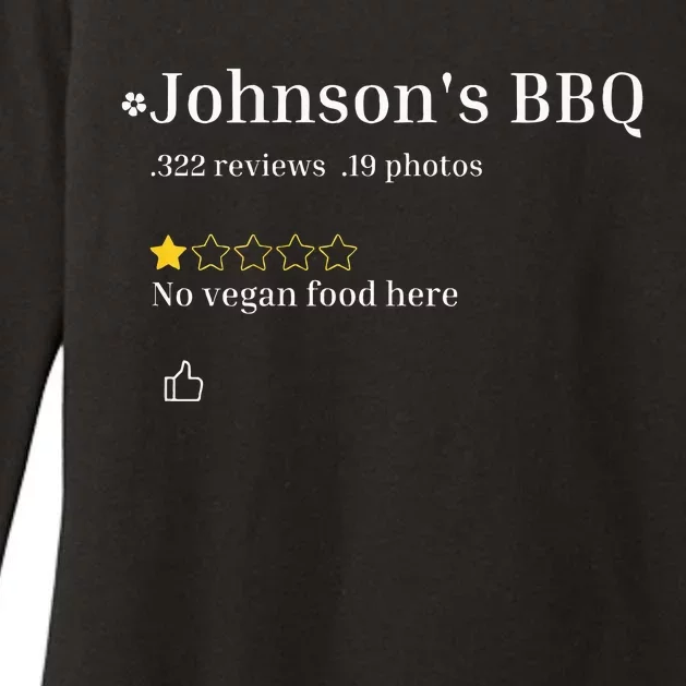 JohnsonS Bbq No Vegan Food Here One Star In Back Womens CVC Long Sleeve Shirt