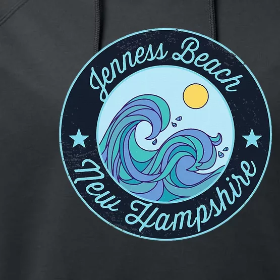 Jenness Beach Nh New Hampshire Souvenir Nautical Surfer Grap Performance Fleece Hoodie