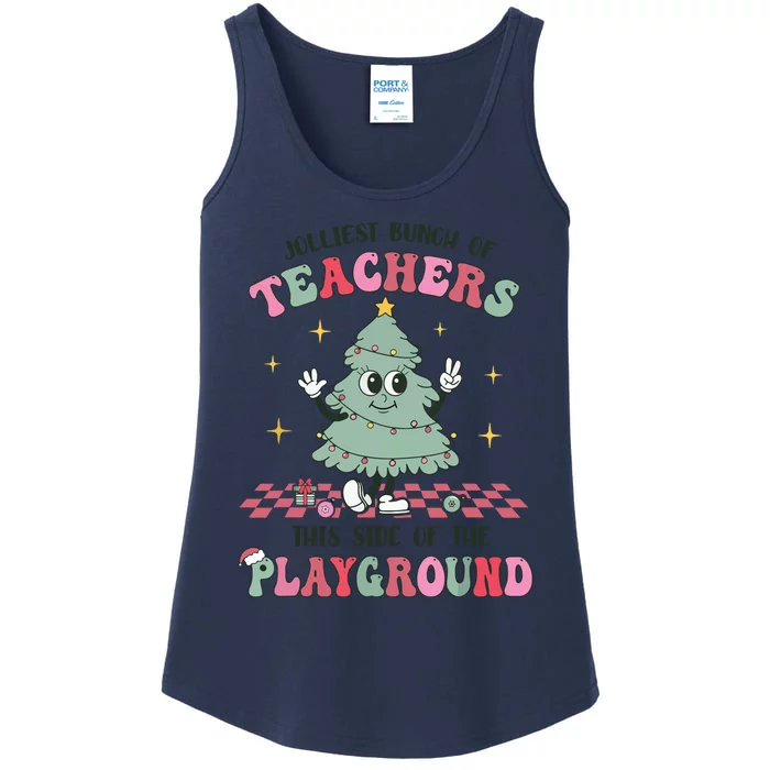 Jolliest Bunch Of Teachers This Side Of The Playground Xmas Ladies Essential Tank