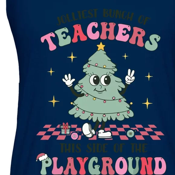 Jolliest Bunch Of Teachers This Side Of The Playground Xmas Ladies Essential Flowy Tank