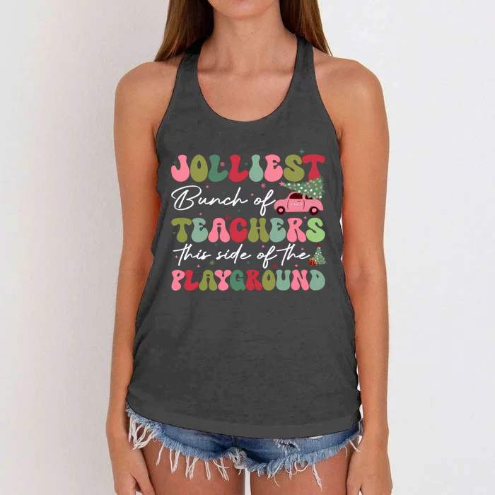 Jolliest Bunch Of Teachers This Side Of The Playground Long Sleeve Women's Knotted Racerback Tank