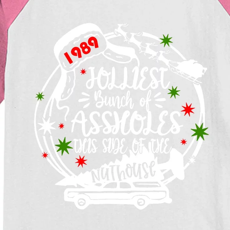 Jolliest Bunch Of Assholes This Side Of The Nut House Xmas Kids Colorblock Raglan Jersey