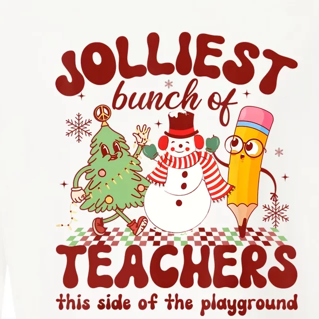 Jolliest Bunch Of Teachers Christmas Cropped Pullover Crew