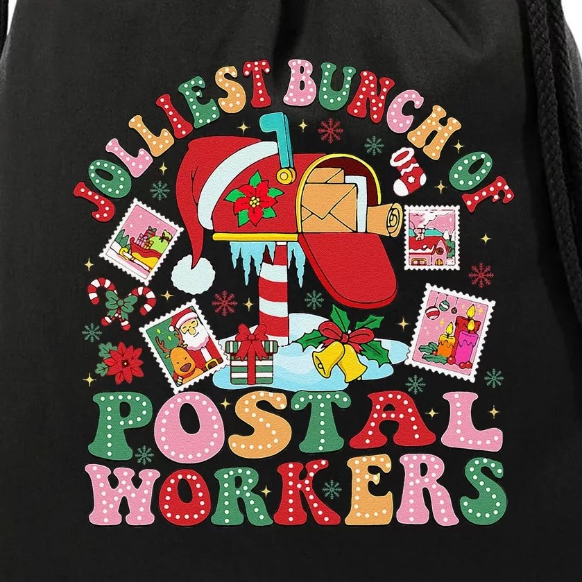 Jolliest Bunch Of Postal Workers Christmas Mail Carrier Drawstring Bag